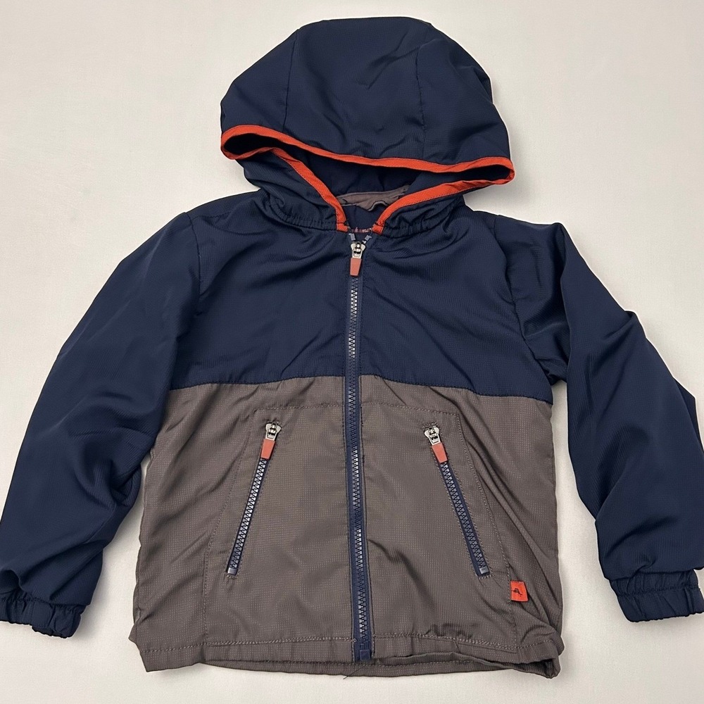 Tommy Bahama Jacket Boys XS 4‎ Navy Grey Lightweight Hooded Full Zip